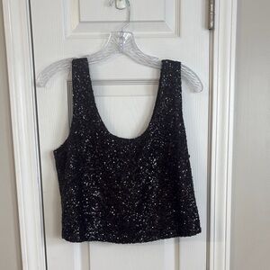 Forever 21 Black Sequin Crop Top